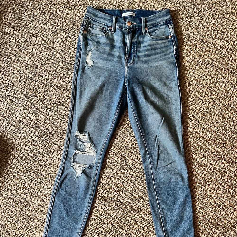 Good American good curve distressed skinny jeans